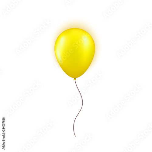 Realistic yellow balloon isolated on white background. Design element for Birthday party, grand opening or Big Sale greeting card concept. Vector illustration