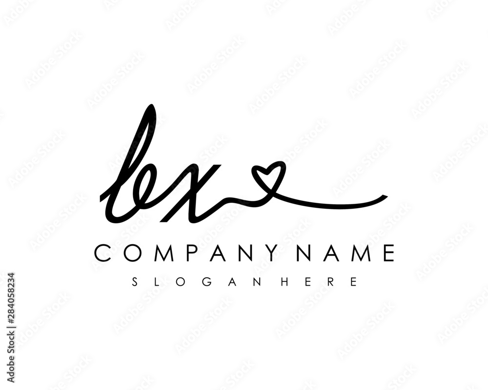BX Initial handwriting logo vector BX Initial handwriting logo vector