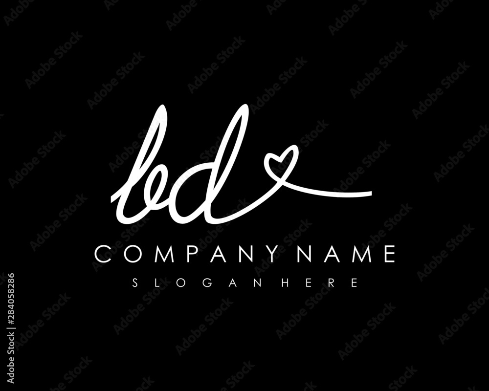 BD Initial handwriting logo vector BD Initial handwriting logo vector