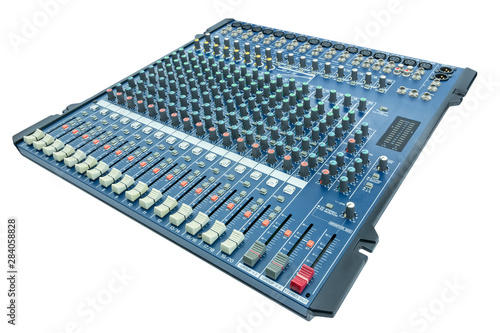 Professional mixer console. Audio Mixer console isolated on White Background