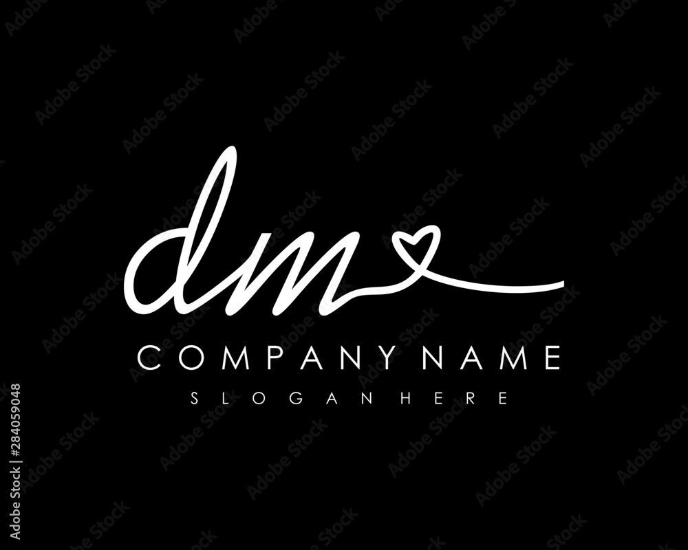 DM Initial handwriting logo vector DM Initial handwriting logo vector