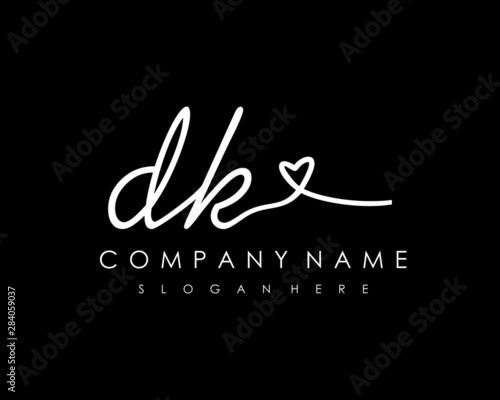 DK Initial handwriting logo vector