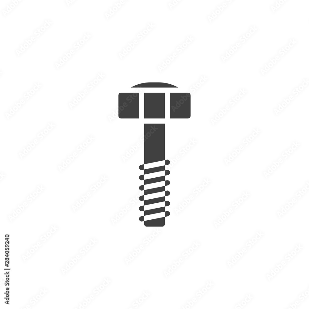 Bolt, screw vector icon. filled flat sign for mobile concept and web design. bolt head glyph icon. Symbol, logo illustration. Vector graphics