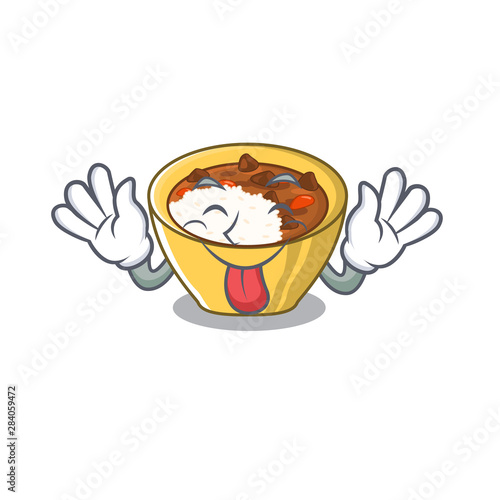 Tongue out curry rice in the character shape