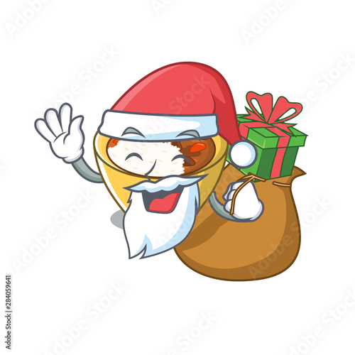 Santa with gift curry rice in the character shape