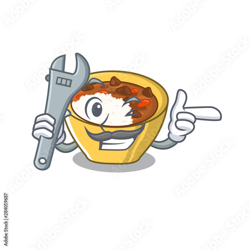 Mechanic curry rice in the character shape