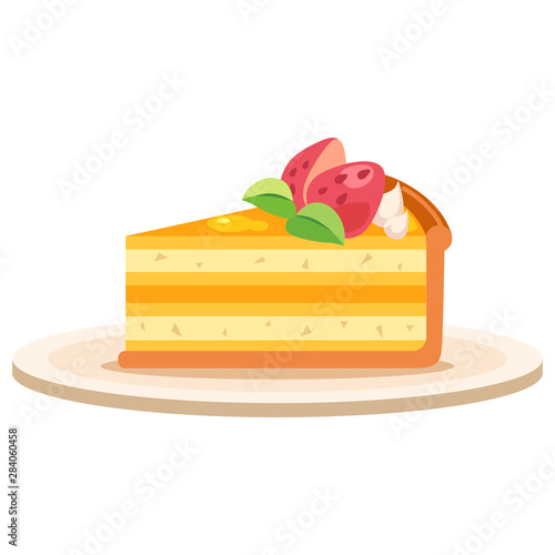 苺（いちご）付きタルトケーキのイラスト