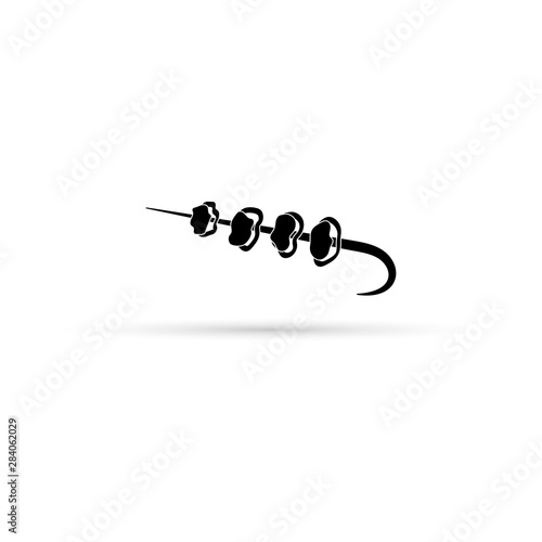 bbq emblem, shashlik icon, vector illustration