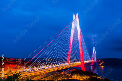 Fototapeta Naklejka Na Ścianę i Meble -  Yavuz Sultan Selim Bridge in Istanbul, Turkey. 3rd bridge of Istanbul Bosphorus.