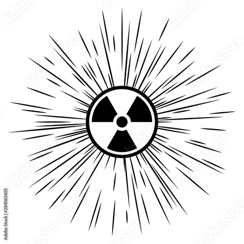 Ionizing radiation symbol with radioactive rays.