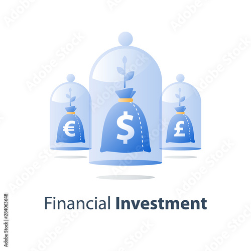 Long term investment, invest fund, capital allocation, pension savings account, bank deposit, value increase, wealth management