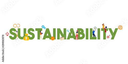 Banner sustainability concept. Society, environment and economy vector illustration. Sustainable development strategy.