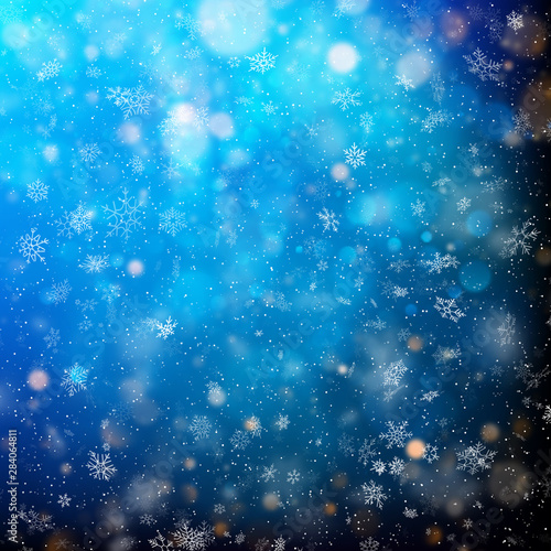 Abstract bright white shimmer lights and snowflakes. Scatter falling round particles light. EPS 10 © artifex.orlova