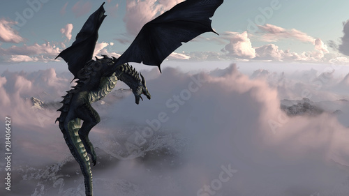 Fotografie High resolution Ice dragon 3D rendered
