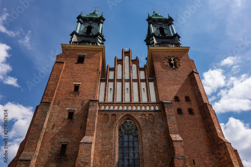The red brick building of Cathedral of Saint Peter and Paul (Bazylika Archikatedralna pw. sw. Apostolow Piotra i Pawla) in Poznan