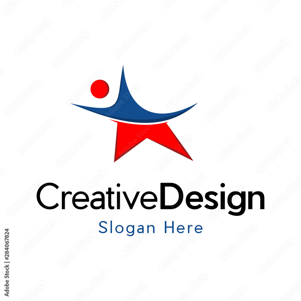 Abstract star person logo design template, Sport fitness business success icon the logo with man and star Abstract star person logo design template, Sport fitness business success icon the logo with man and star