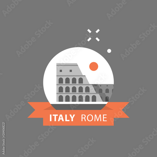 Colosseum view, Italy, Rome symbol, travel destination, famous landmark, tourism concept