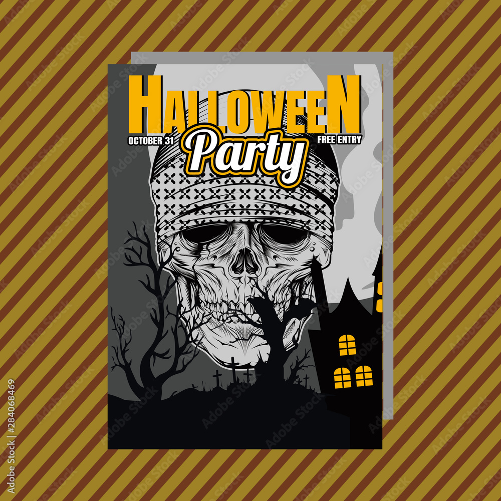 Obraz premium Halloween Party Invitation Flyer. Editable Vector