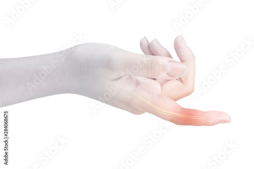 finger nerve pain white background finger injury