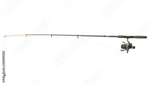 Fotografía Modern fishing rod on white background