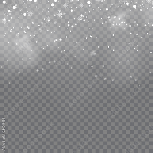 Christmas background with falling snowflakes. Vector