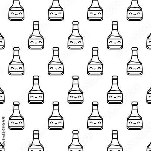 pattern of delicious bottles of honey kawaii style