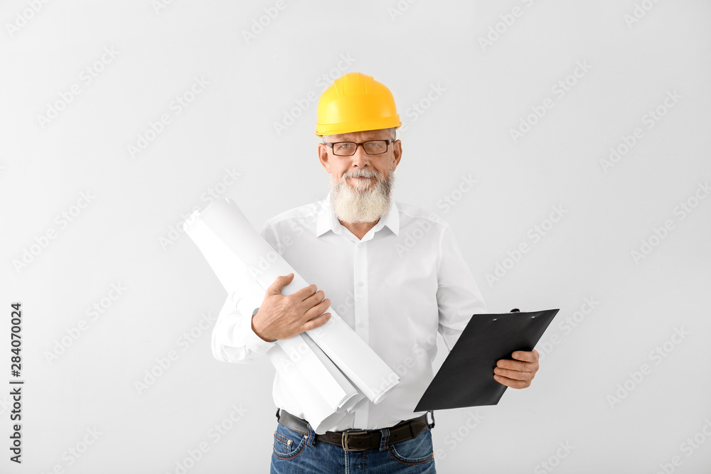 Mature male architect on white background Mature male architect on white background