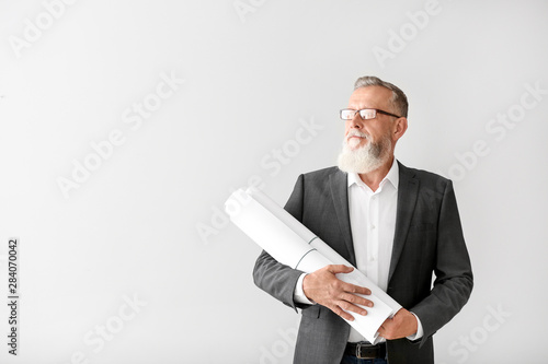 Mature male architect on wh...
