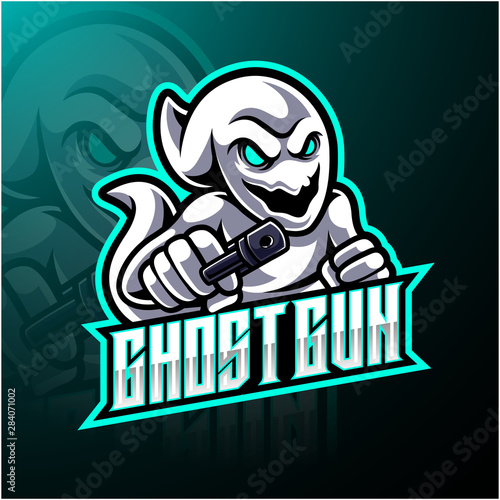 Ghost with gun esport mascot logo design