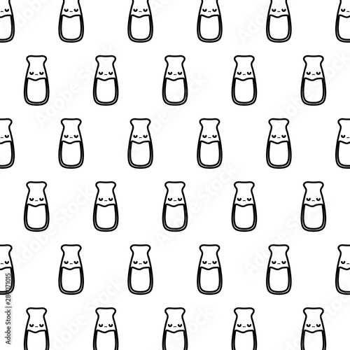 pattern of bottles with drink kawaii style