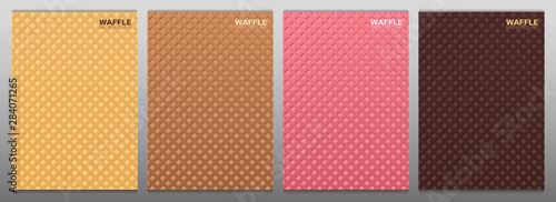 Colorful Wafer texture sweet food background. Ice cream waffle.