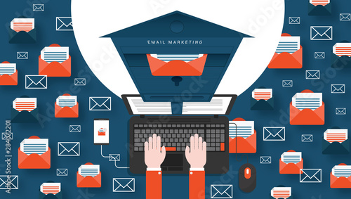 Email marketing, subscribe concept. Received newsletter. Vector illustration