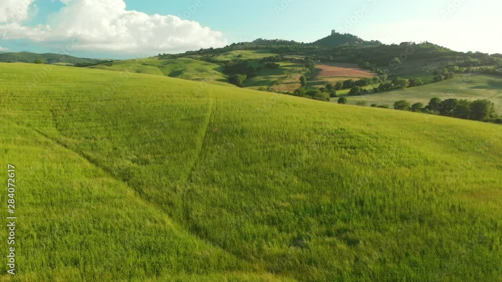 Italy aerial landscape, typical tuscany aerial landscape. Aerial video over amazing Tuscany landscape Italy aerial landscape, typical tuscany aerial landscape. Aerial video over amazing Tuscany landscape