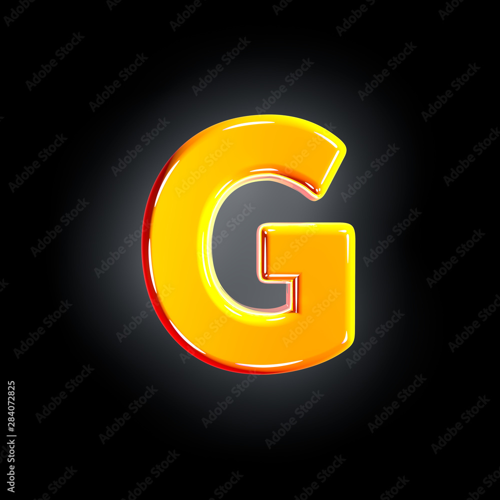 letter G of festive orange shine font isolated on solid black background - 3D illustration of symbols letter G of festive orange shine font isolated on solid black background - 3D illustration of symbols