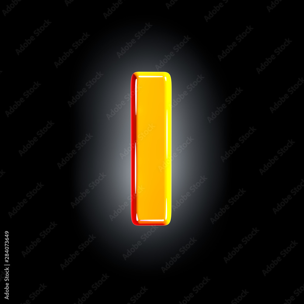 letter I of festive orange glossy font isolated on solid black background - 3D illustration of symbols letter I of festive orange glossy font isolated on solid black background - 3D illustration of symbols