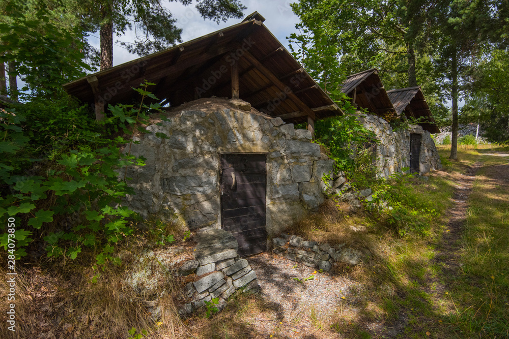 1800s old hous at the old quarry used for movie productions at Stenhamra, Stockholm