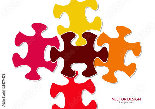 Abstract background from bright puzzle pieces. The composition is an unfinished puzzle.