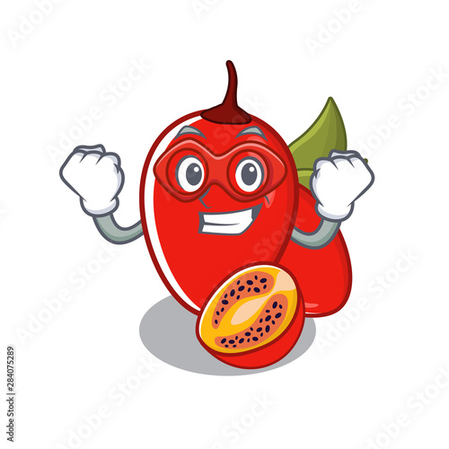 Super hero tamarillo betaceum grows in cartoon tree