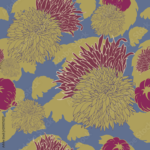 seamless pattern with asters