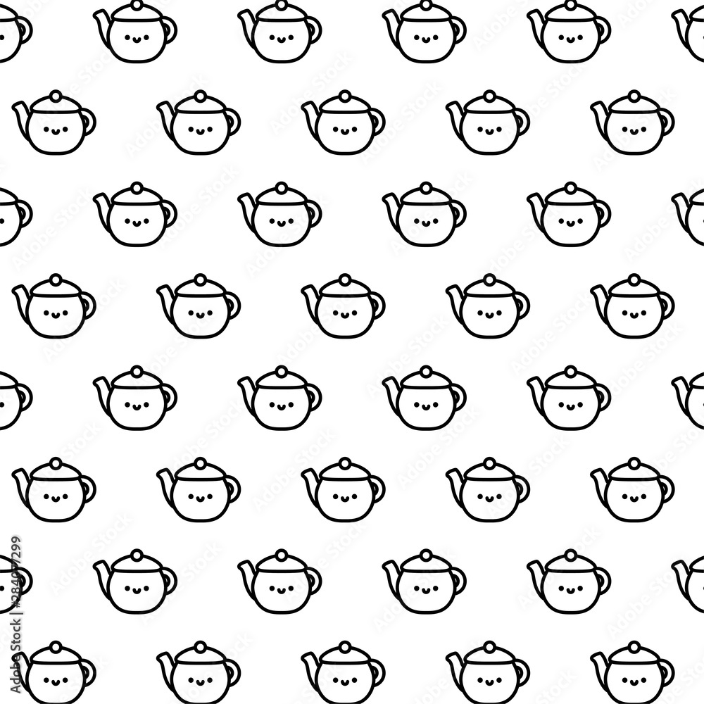pattern of cute teapots kawaii style pattern of cute teapots kawaii style