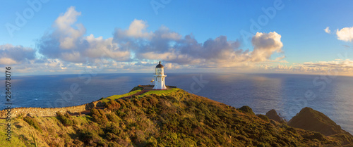 Cape Reinga lighhouse panoramic landscape New Zealand photo