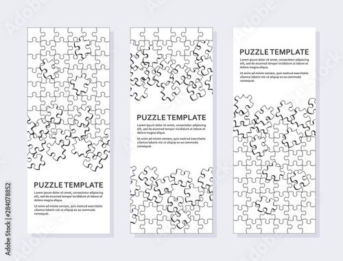Jigsaw puzzle background with many white pieces. Abstract mosaic template