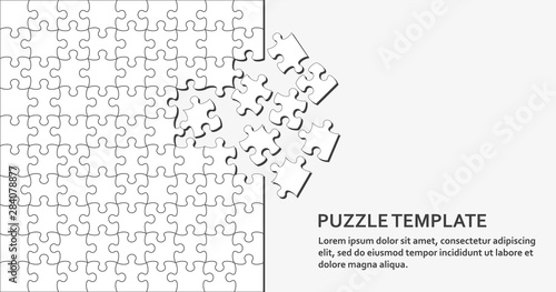 Jigsaw puzzle background with many white pieces. Abstract mosaic template