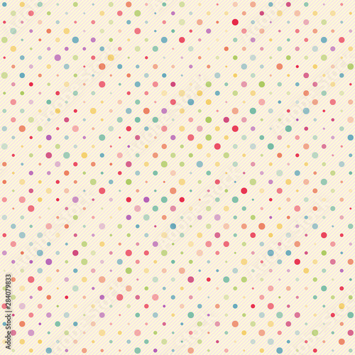Seamless polka dot with diagonal lines pattern background. Colorful dotted template. EPS 10