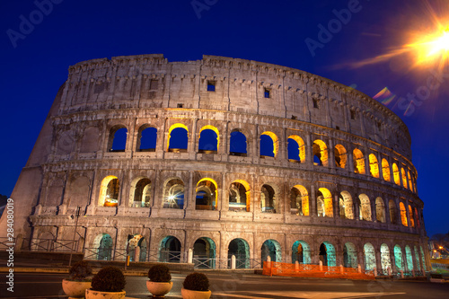 Colosseum illuminated at night , Rome Italy 