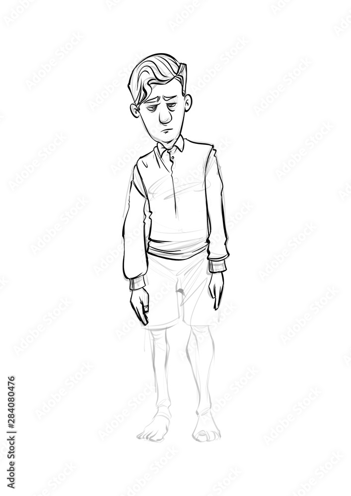 sketch illustration of boy in shorts sketch illustration of boy in shorts
