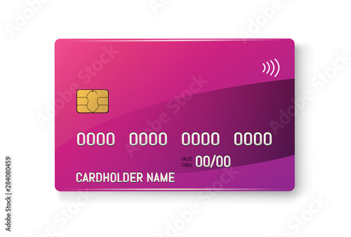 Credit plastic card with emv chip. Contactless payment
