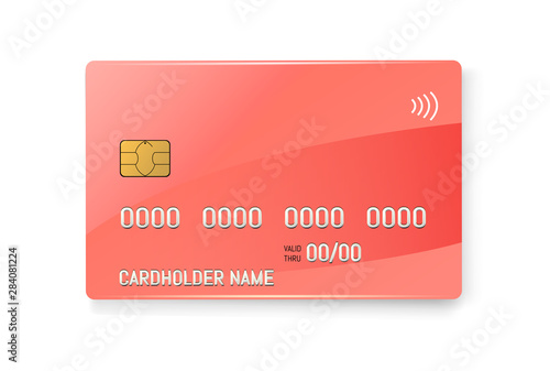 Credit plastic card with emv chip. Contactless payment