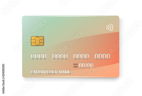 Credit plastic card with emv chip. Contactless payment