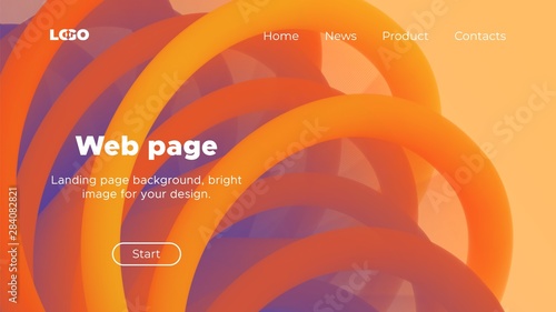 3d abstract vector background. Landing page in orange and purple colors.